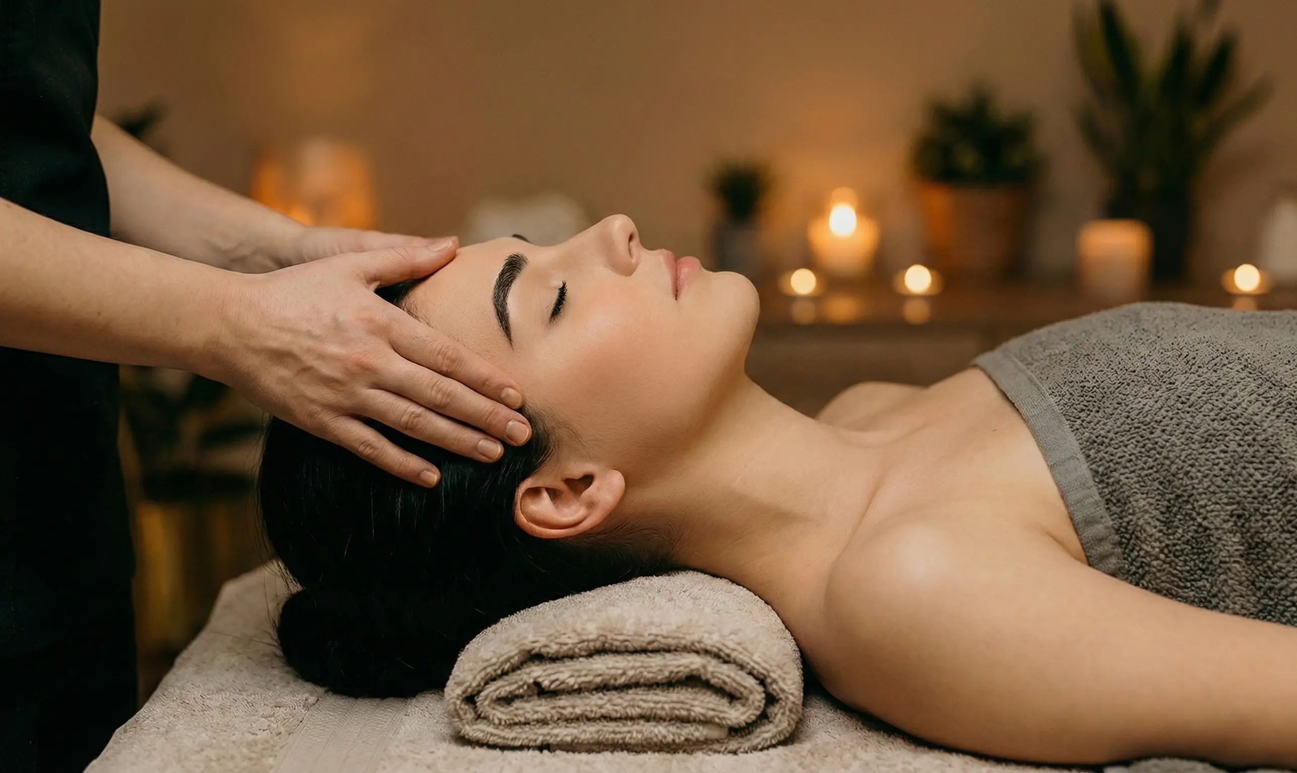 Illustration of a typical head spa experience including scalp massage, hair treatment, and relaxation